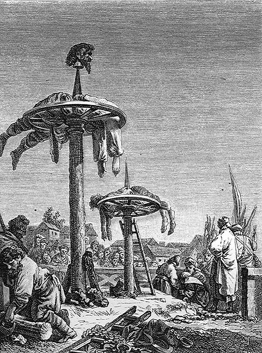 Execution on a Breaking Wheel. Image from the 18th century (Public Domain)