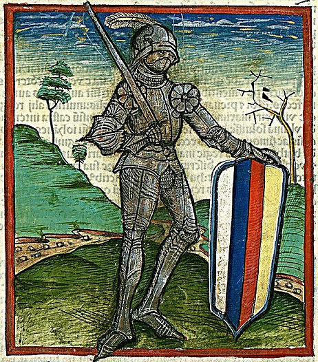 King János Hunyadi of Hungary. Drawing from the Chronica Hungarorum, 1488.