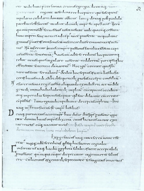 An ancient manuscript page featuring Latin text, likely a historical document related to the papacy, with handwritten script and annotations.